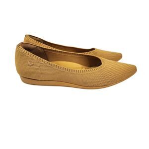 VIVAIA Shoes Womens 7 EU 37.5 Yellow Pointed Toe Knit Ballet Flats Comfort‎ Eco